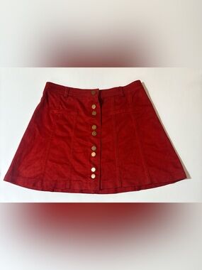 Zara Rust Red Button-Front Mini Skirt